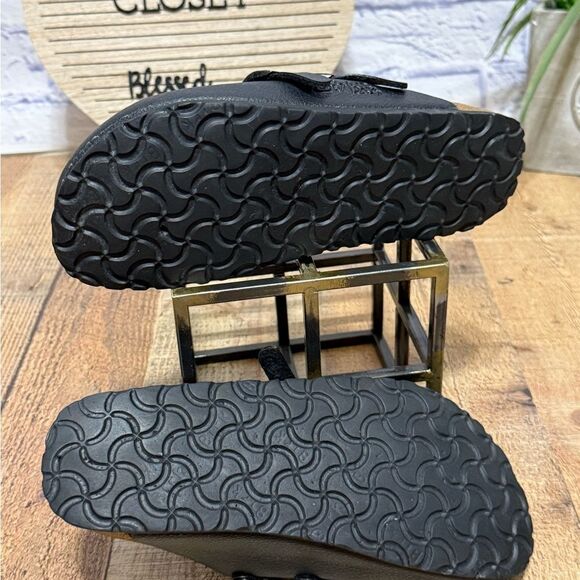 Birkenstock Birkis US L 7 M 5 Black Pebbled Camden Close Toe Clog Mule buckle - Picture 9 of 14